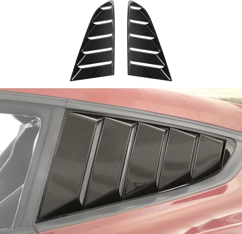 RT-TCZ Carbon Fiber Rear Quarter Side Window Scoop Louvers Sun Shade Cover Wind Vent Air Deflector Decoration Exterior Accessories for Ford Mustang 2015-2022,2PCS - Image 1